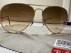 Ray-Ban Sunglasses Aviator Gold Frame Brown Polarized Lens thumbnail 4