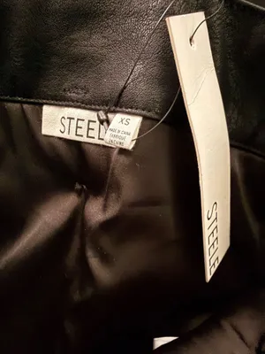 Steele Black Faux Leather Mini Skirt with Belt and Pleated Back thumbnail 3