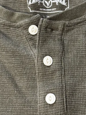 American Eagle Outfitters Olive Thermal Henley Pullover thumbnail 3