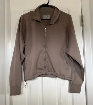 Abercrombie YPB Taupe Zip-Front Sweatshirt Jacket thumbnail 1