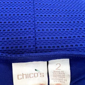 Chico's Bright‎ Blue Textured Design Top Size 2 Like Medium thumbnail 3