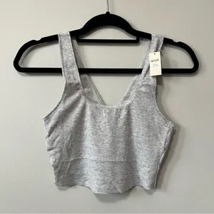 Aerie Lace Waffle Longline Bralette in Light Gray Size S New with Tags thumbnail 6