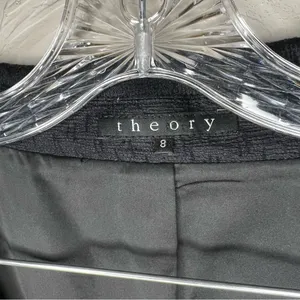 Theory Black Peter Pan Collar Textured short‎ Sleeve Four Button Career Blazer thumbnail 5