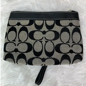 COACH Black Gray Signature Canvas Wristlet thumbnail 2