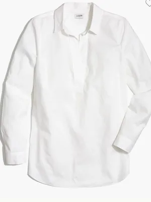 J. Crew Factory White Long-Sleeve Popover Blouse thumbnail 1