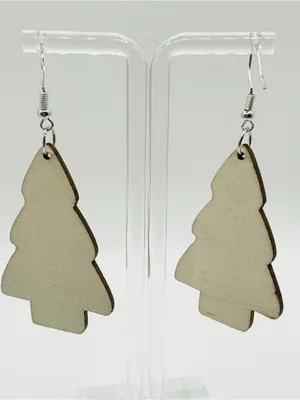 Christmas Tree Earrings "Little Debbies" Dangle Drop Retro Vintage‎ White thumbnail 3