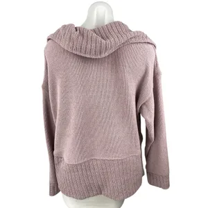 Free People Grace Pink Mauve Collared Pockets Long Sleeve Knit Sweater Top Sz XS thumbnail 2
