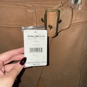NWT $88 Free People Ari Camel Vegan Suede Buckled Wrap Mini A-Line Skirt 8 thumbnail 8