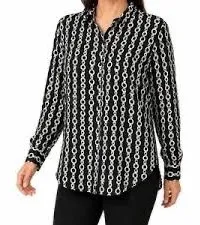 ✨ Zara Black & White Chain Print Button-Down Tunic / Shirt Dress (Size M) ✨ thumbnail 1