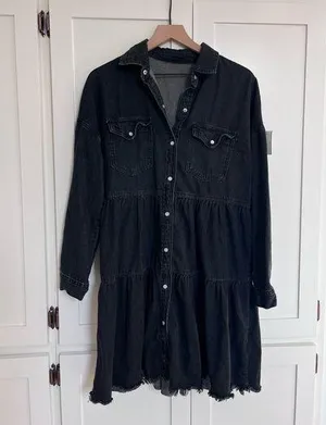 Tiered denim dress Black Size M thumbnail 1