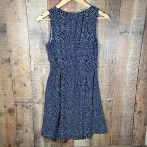 Old Navy Navy Blue Polka Dot Rayon Fit & Flare V-Neck Elastic Waist Dress Medium thumbnail 6