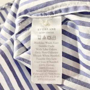New Everlane 100% Cotton The Woven PJ Button Down Top Blue Stripe Size XL thumbnail 17