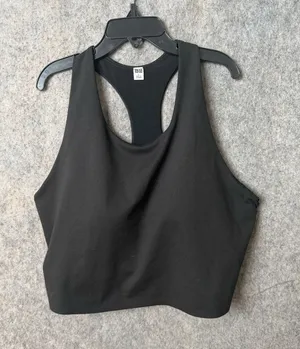 Uniqlo Woman Large Black Racerback Cropped padded tank top thumbnail 1