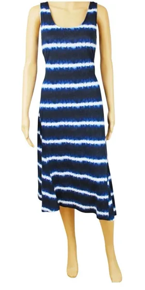 Lauren Ralph Lauren Sundress Sleeveless Striped Blue‎ White Linen Size Small thumbnail 1