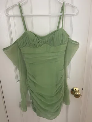 Oh Polly Green Long Sleeve Dress thumbnail 3