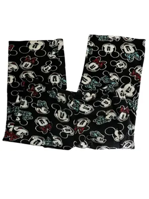 Disney Micky Mouse Minnie Cropped Pajama Pants Fleece Lounge Sleepwear Black M thumbnail 4