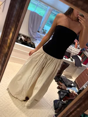 NA-KD Black & Cream Strapless Maxi Dress XXS NWT thumbnail 1