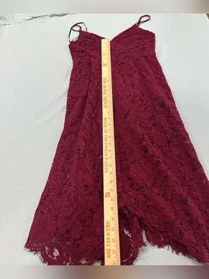 Lulu's One Wish Burgundy Lace Midi Dress‎ Medium thumbnail 7
