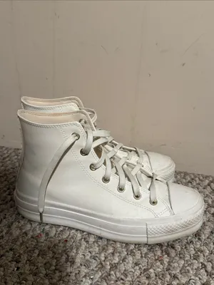Converse All Star Platform High Platform Chuck Sneakers White Egret Gold 9.5 thumbnail 2