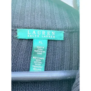 Lauren Ralph Lauren XL Full Zip Grandpacore Cardigan Sweater Chevron Cotton‎ thumbnail 4