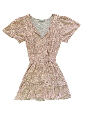 Abercrombie & Fitch Easy Waist Tiered Mini Dress Womens Size XS Pink Cottagecore thumbnail 2