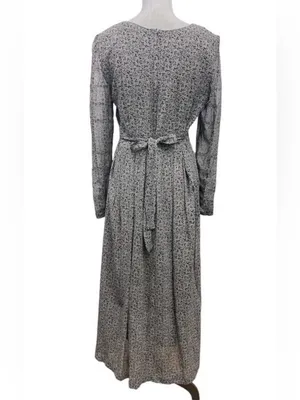 Sarah Elizabeth Vintage Floral Tie Back Pleated Maxi Prairie Dress size 10 thumbnail 3