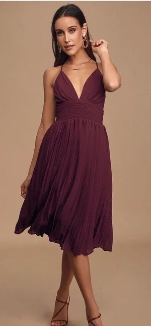 NWT Lulus Love Me To The Moon Pleated Mini Dress size XS thumbnail 1