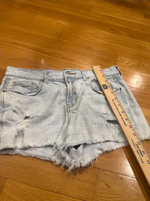Old Navy boyfriend dristress raw hem light blue jeans size 8 . thumbnail 5