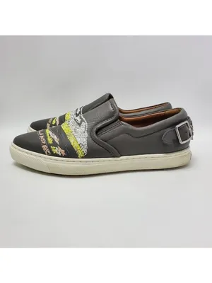 Coach Slip On Shoe C103 Sequin Studded Buckle Gray Sneakers Pointy Toe Sz 6.5 B thumbnail 2