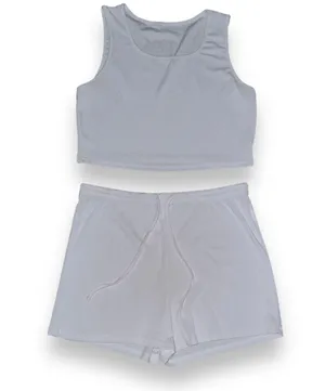 3 Piece Duster Cardigan, Shorts And Cropped Tank Top Set thumbnail 4