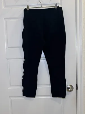 SPANX Black Slim Fit Pants Petite Small Pull On Stretch Tapered Side Stripe thumbnail 3