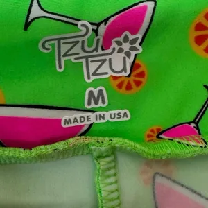 Tzu Tzu Sport Golf Athletic Skort Green Pink Martini Glass Print Ruffle Size M thumbnail 5