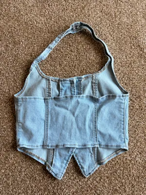 Denim Halter Top Shein thumbnail 2