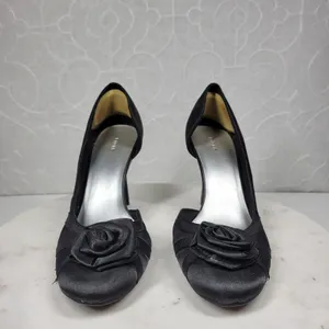 Fioni Dress Pumps Womens‎ 8.5 Black Satin Rose Stiletto High Heels Formal thumbnail 7