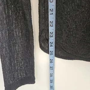 Bebe Black Lace Sheer Long Sleeve Scoop Neck Top Women’s Size Large Y2K thumbnail 9