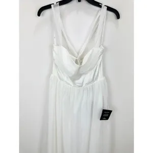 Lulus Twirling For You Ivory Lace-Up Bustier Tulle Midi Dress A Line Large NWT thumbnail 6