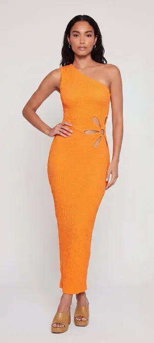 NWT Julia by Love J Womens Textured Knit Flower Cutout One Shoulder Dress Small thumbnail 1