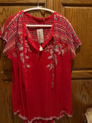 Johnny Was Red Embroidered Top thumbnail 1