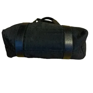 Bvlgari "Logo Mania" Black Signature Print Canvas Tote Bag With Leather Trim thumbnail 5