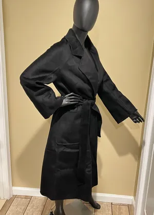 Wool Trench Coat Winter Jacket Parka Bomber Office Coat Wool Jacket Fall Long Jacket Black thumbnail 4