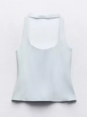 Zara Light Blue Scoop Neck Tank thumbnail 1