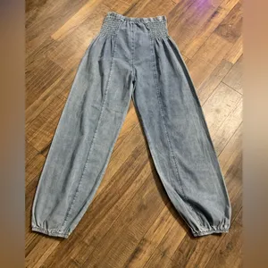 POL HAREM PANTS denim spring boho sold out elastic waist casual classic $98 fall thumbnail 10