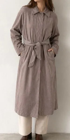 Vintage 90s London Fog Tan Faux Suede Belted Trench‎ Coat Women’s Size 6 Classic thumbnail 1