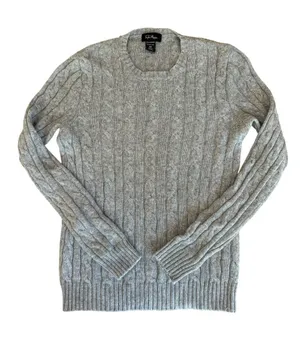 Taylor Marc’s Gray Cable Knit Cashmere Sweater Womens Size Medium thumbnail 1