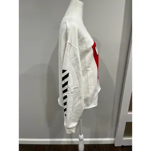 Totally Hype Wisconsin Badgers White Graphic Raw Hem Sweatshirt‎ Womens Medium thumbnail 2
