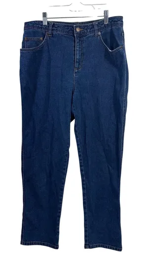 Bill Blass Jeans Womens 12 Blue High Rise Straight Leg‎ Stretch Denim BP0642 thumbnail 1
