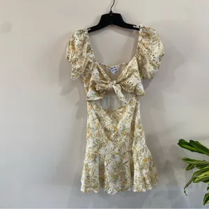 En Saison Floral Eyelet Mini‎ Dress Puff Sleeve Cottagecore XS Boho thumbnail 5