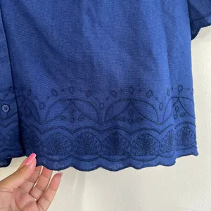 Roller Rabbit x Target Navy Blue Short Sleeve Button Down Large NEW Women thumbnail 4