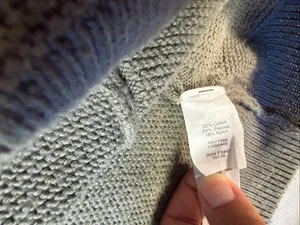 Madewell Women’s Medium Olive Green Textured Knit Crew Neck Sweater Cotton Blend thumbnail 4