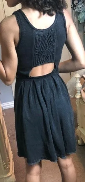 Free People Black Boho Beaded Mini Dress thumbnail 7